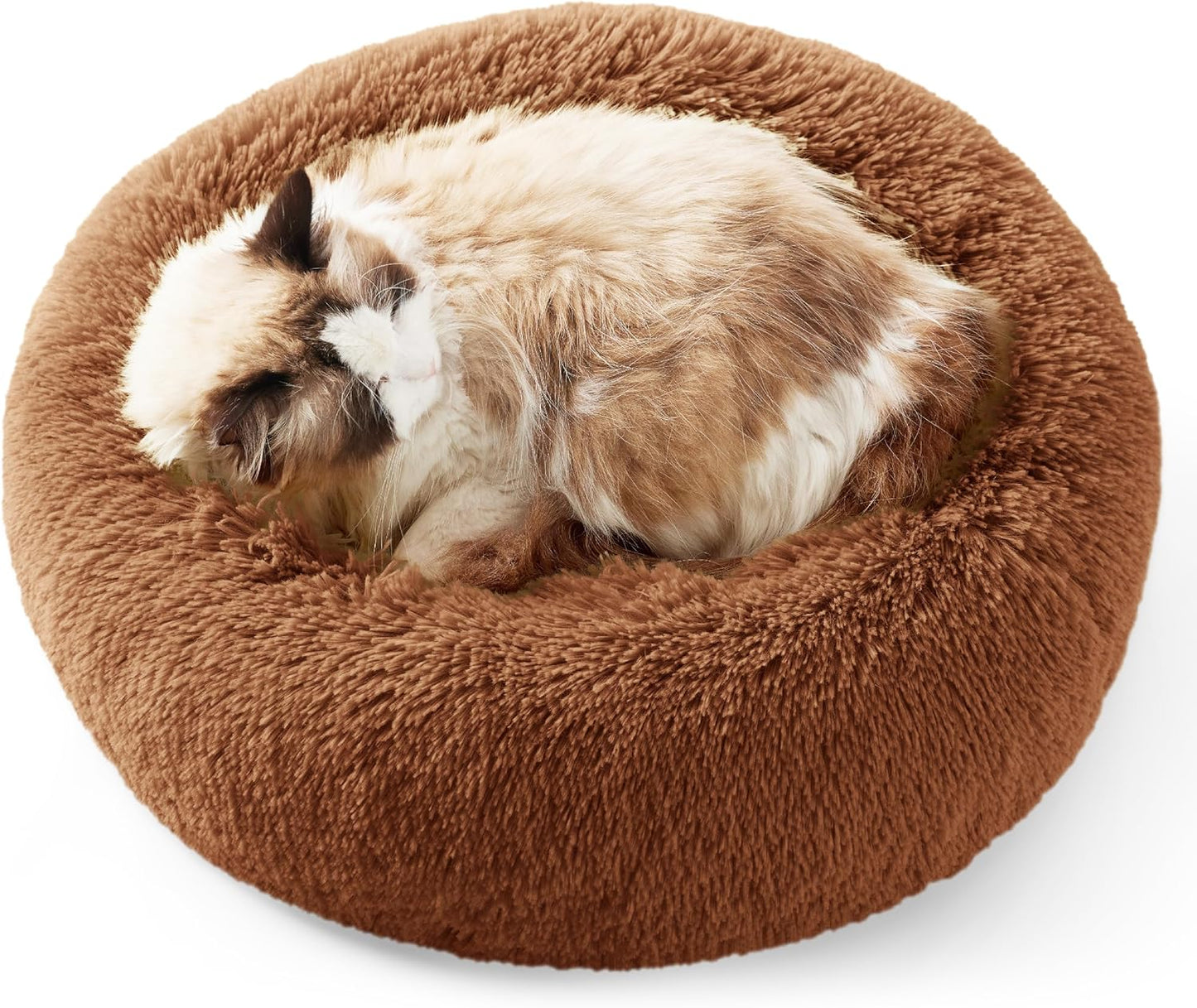 Calming Cat Beds for Indoor Cats - Plush Faux Fur Comfort