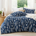 Bedsure King Comforter Set - Navy Floral Reversible Comforter
