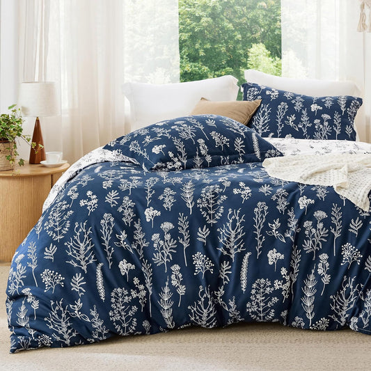 Bedsure King Comforter Set - Navy Floral Bedding for Cozy Nights