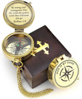 God is My Guide Brass Compass Gift with Display Box - Faithful