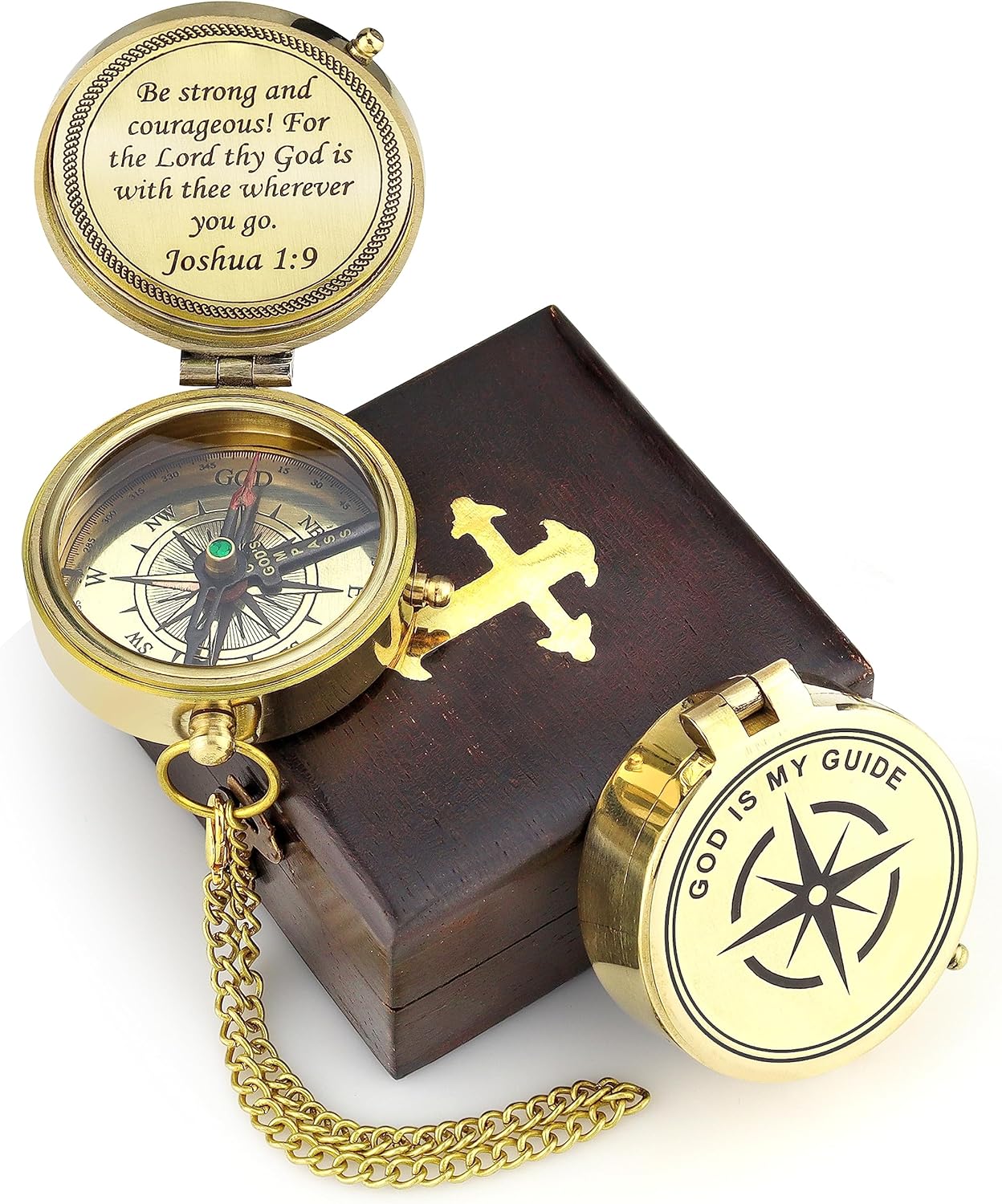 God is My Guide Brass Compass Gift for Faith and Inspiration
