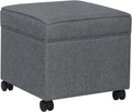 17.5 in Square Fabric Ottoman with Storage - Compact Flip Top