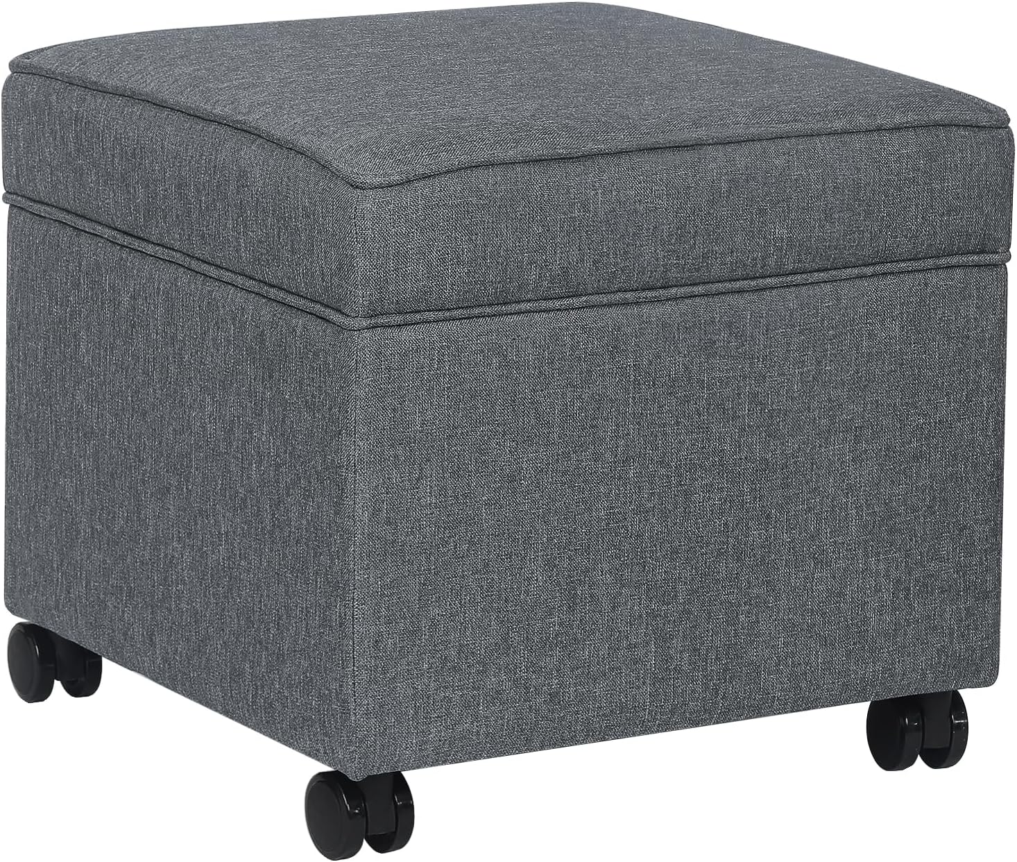 Adeco 17.5 Square Fabric Ottoman with Storage for Living Room