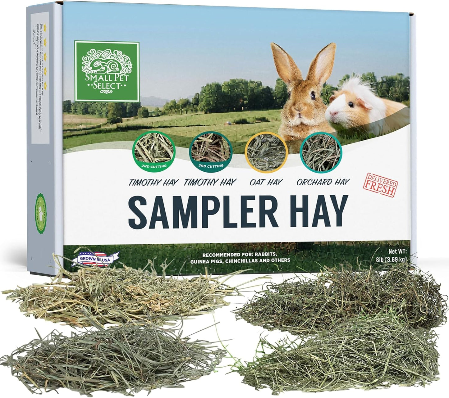 Small Pet Select Sampler Box of Timothy Hay and Orchard Hay