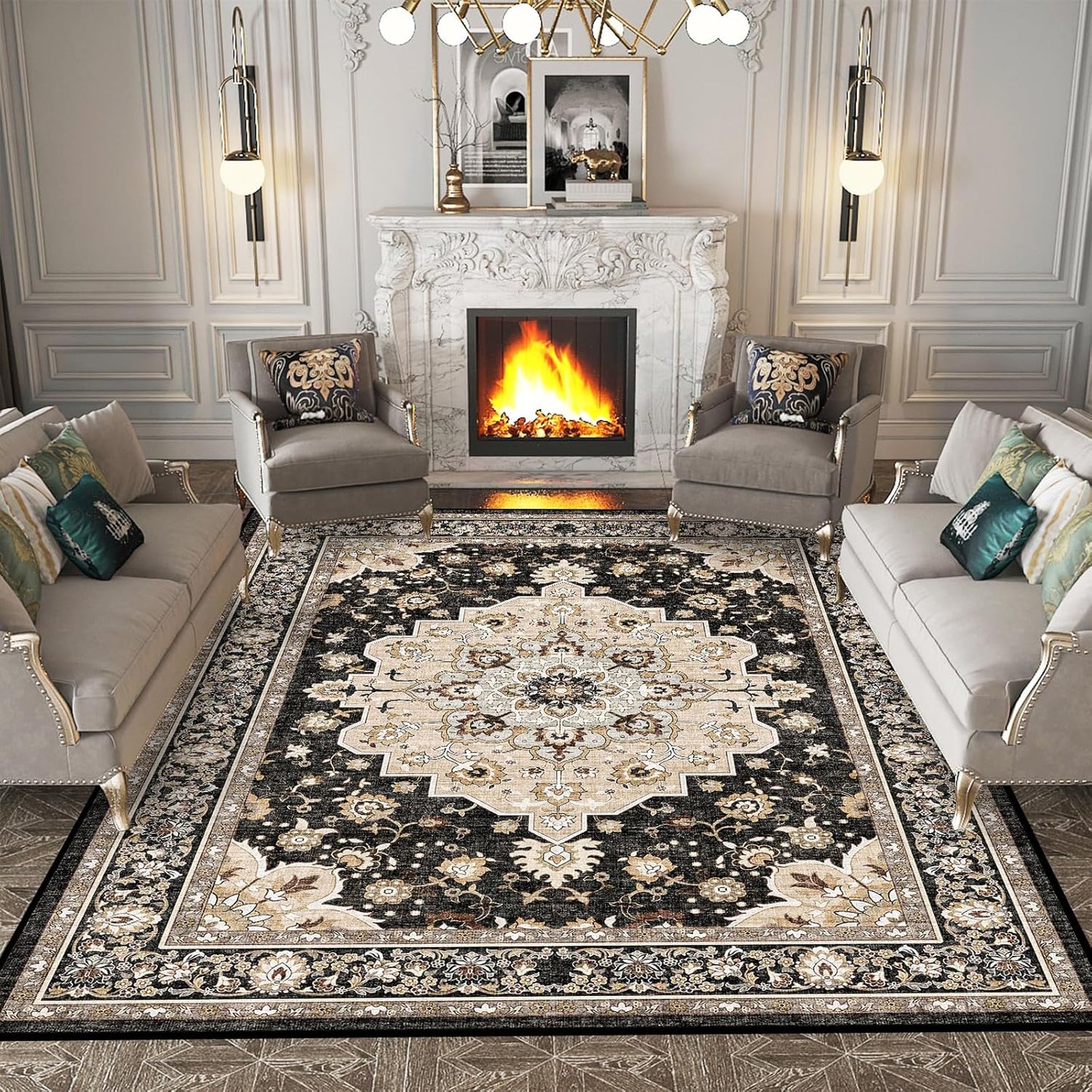 Washable Living Room Area Rug: 8x10 Stain Resistant Carpet