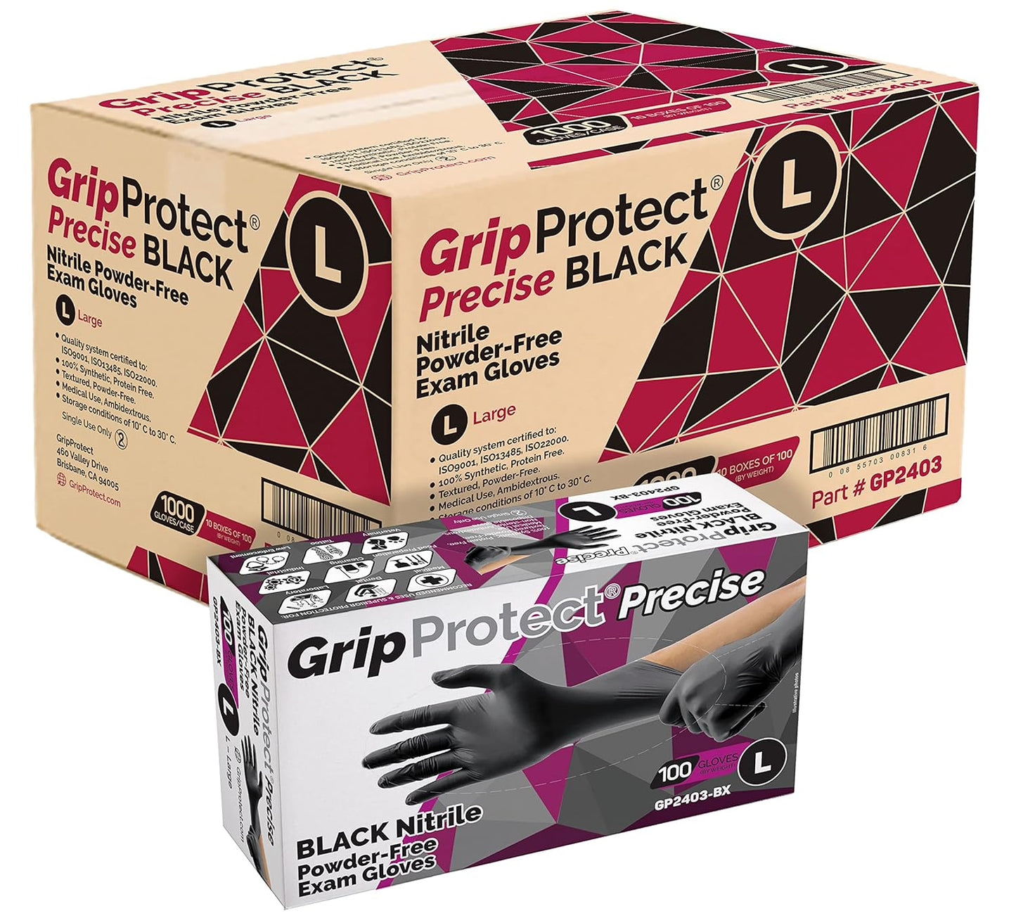 GripProtect Precise Black Nitrile Gloves for Food and Medical Use