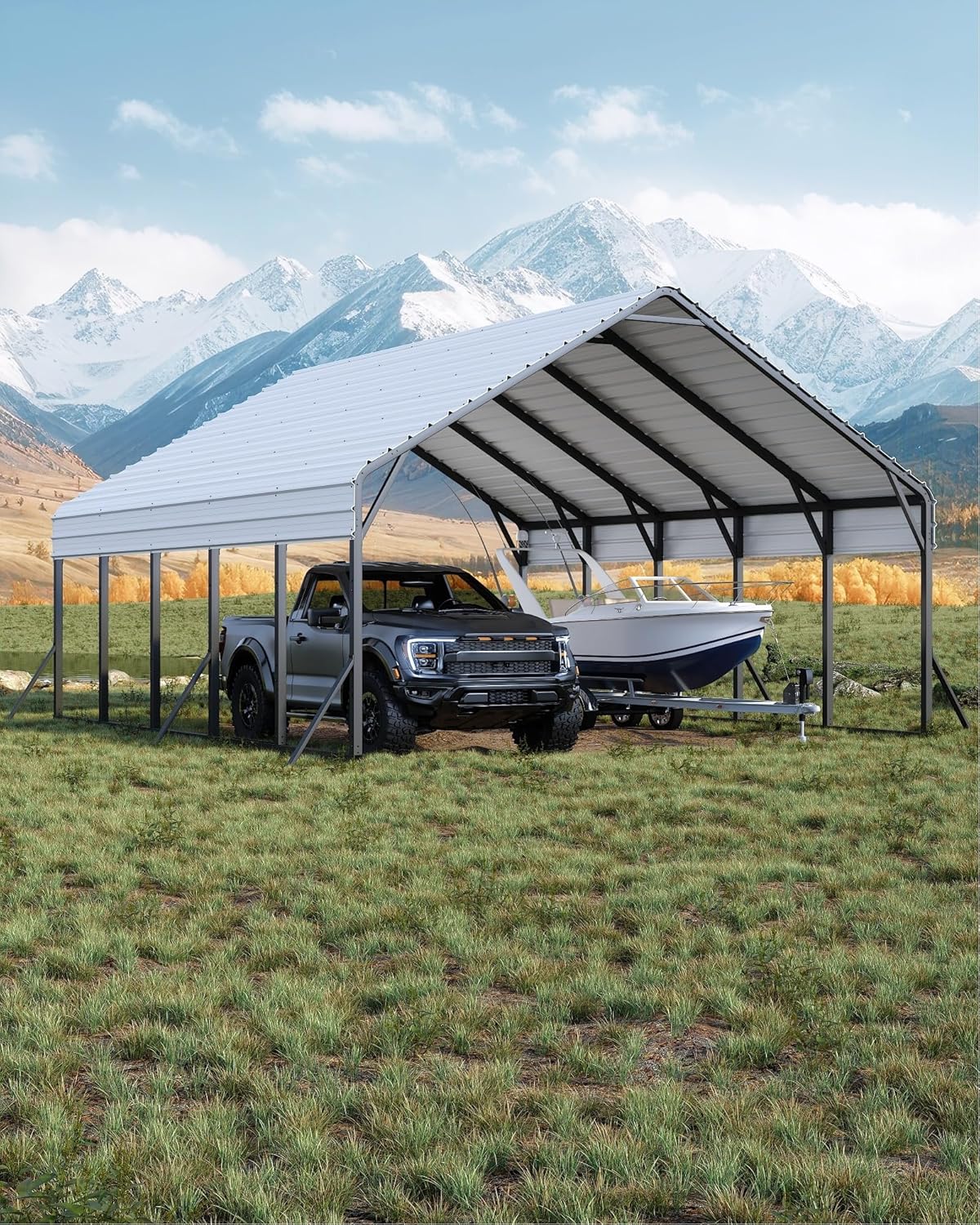 20ftx25ftx13ft Metal Carport for 2 Cars - Extra Tall & Durable