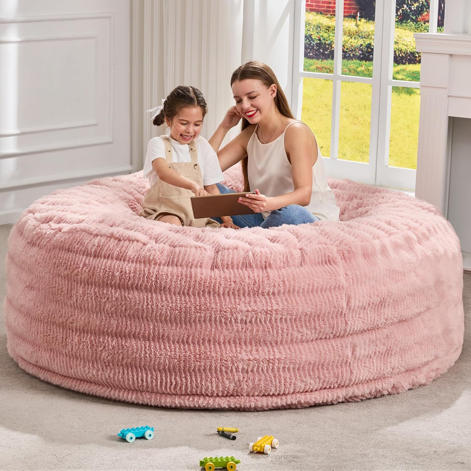 Hobestluk Bean Bag Chairs for Adults - Fluffy Ripple Cover