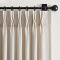 Natural Pinch Pleated Curtains 84 in Length 2 Panels - Linen Textured