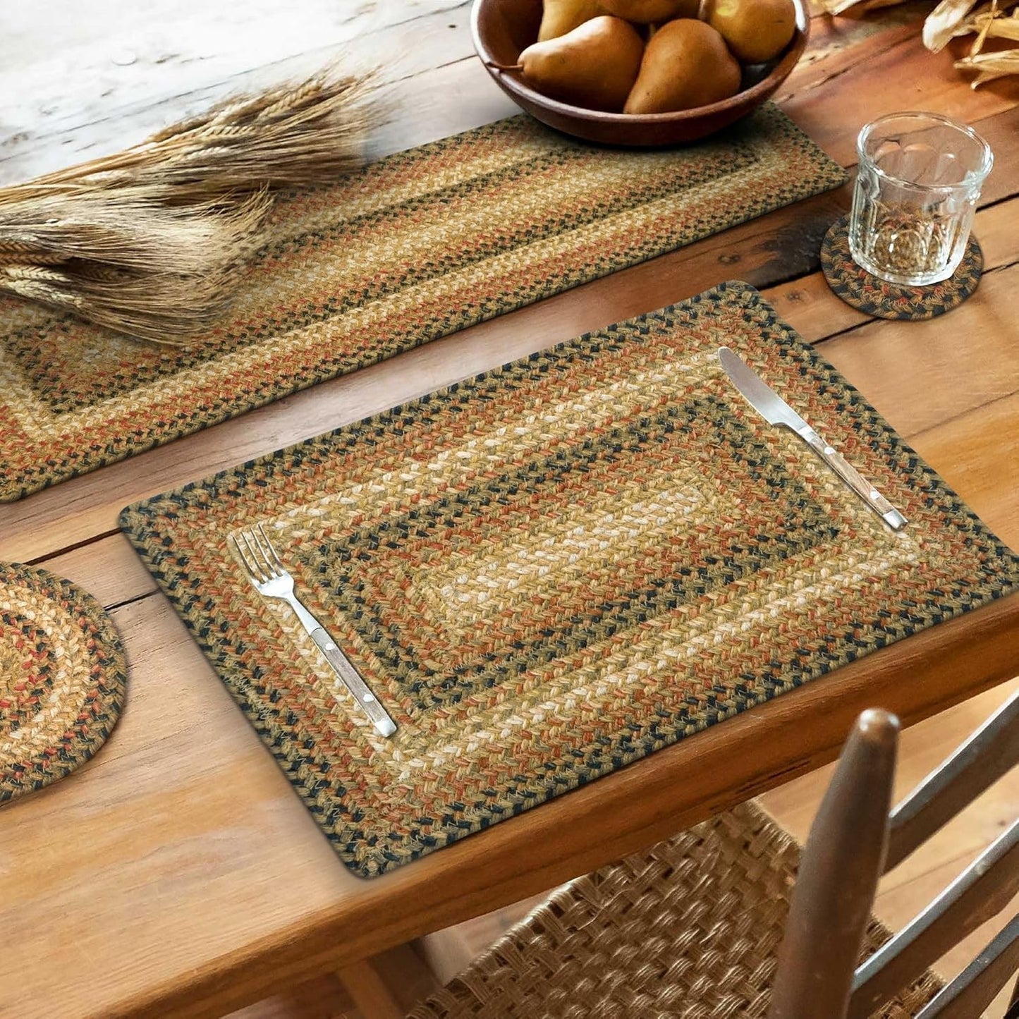 Russet Jute Braided Long Table Runner for Cozy Country Decor
