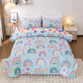 Rainbow Comforter Set Full Size - Lightweight 3 Piece Kids Bedding