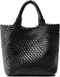Queenoris Woven Vegan Leather Tote Bag for Women - Large Summer