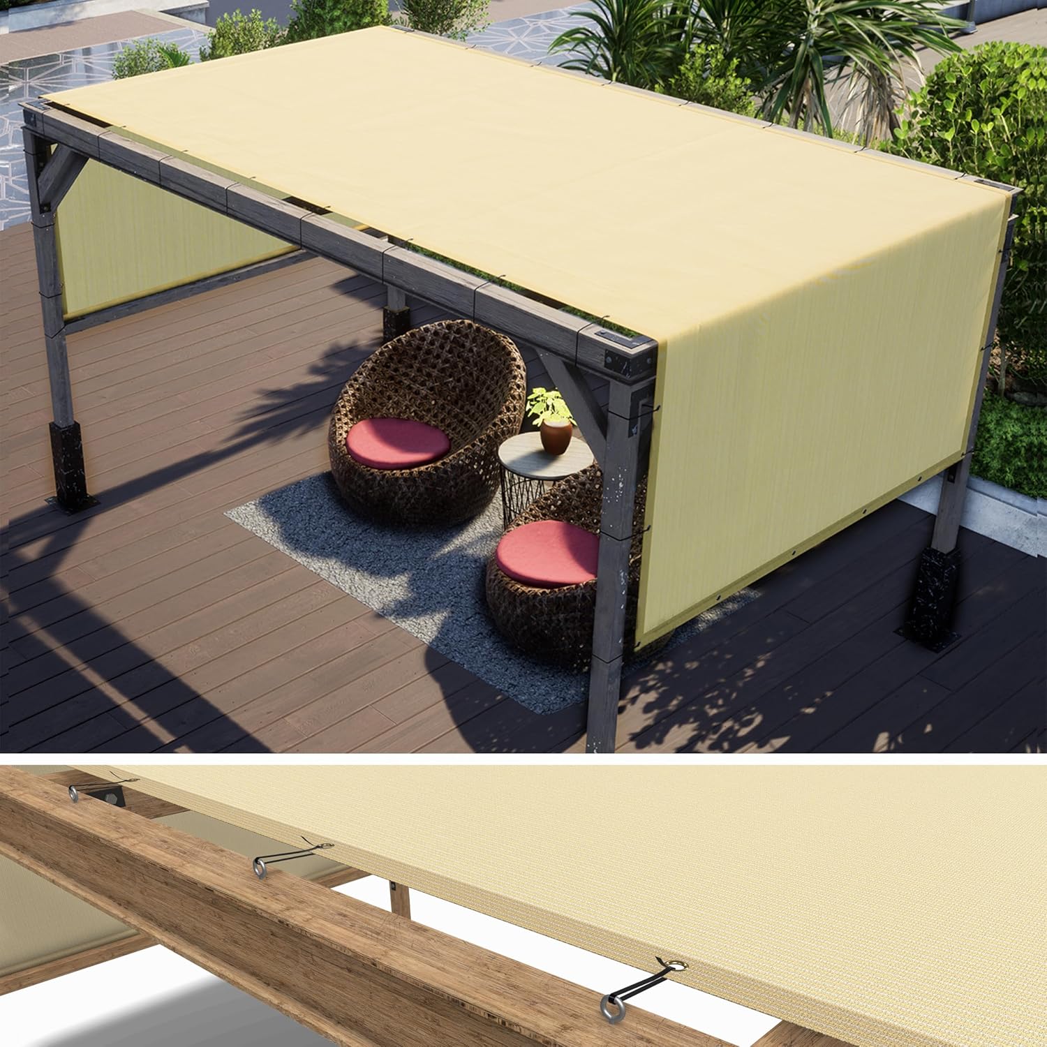 ColourTree 5ft x 10ft Beige Pergola Sun Shade Canopy Replacement