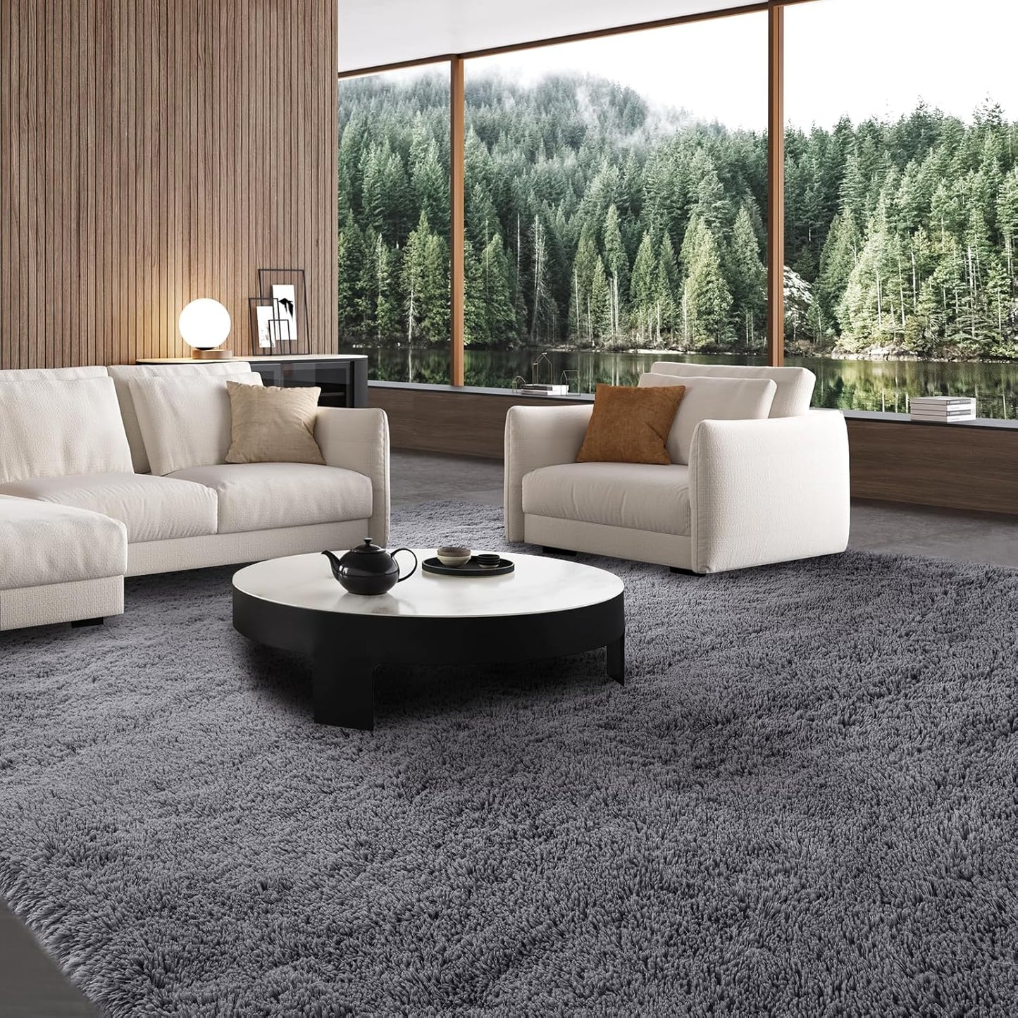 Large Grey Shag Rug 10x12 for Living Room and Bedroom Comfort