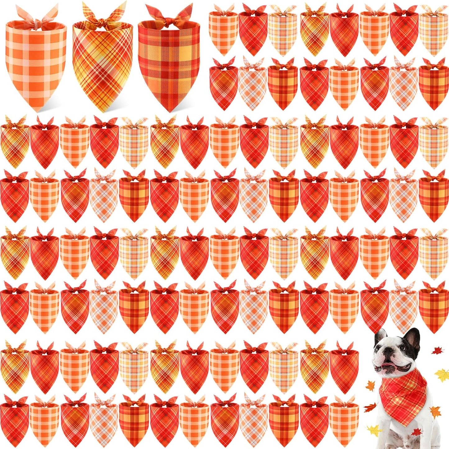 100 Pieces Fall Dog Bandanas for Autumn Parties and Costumes