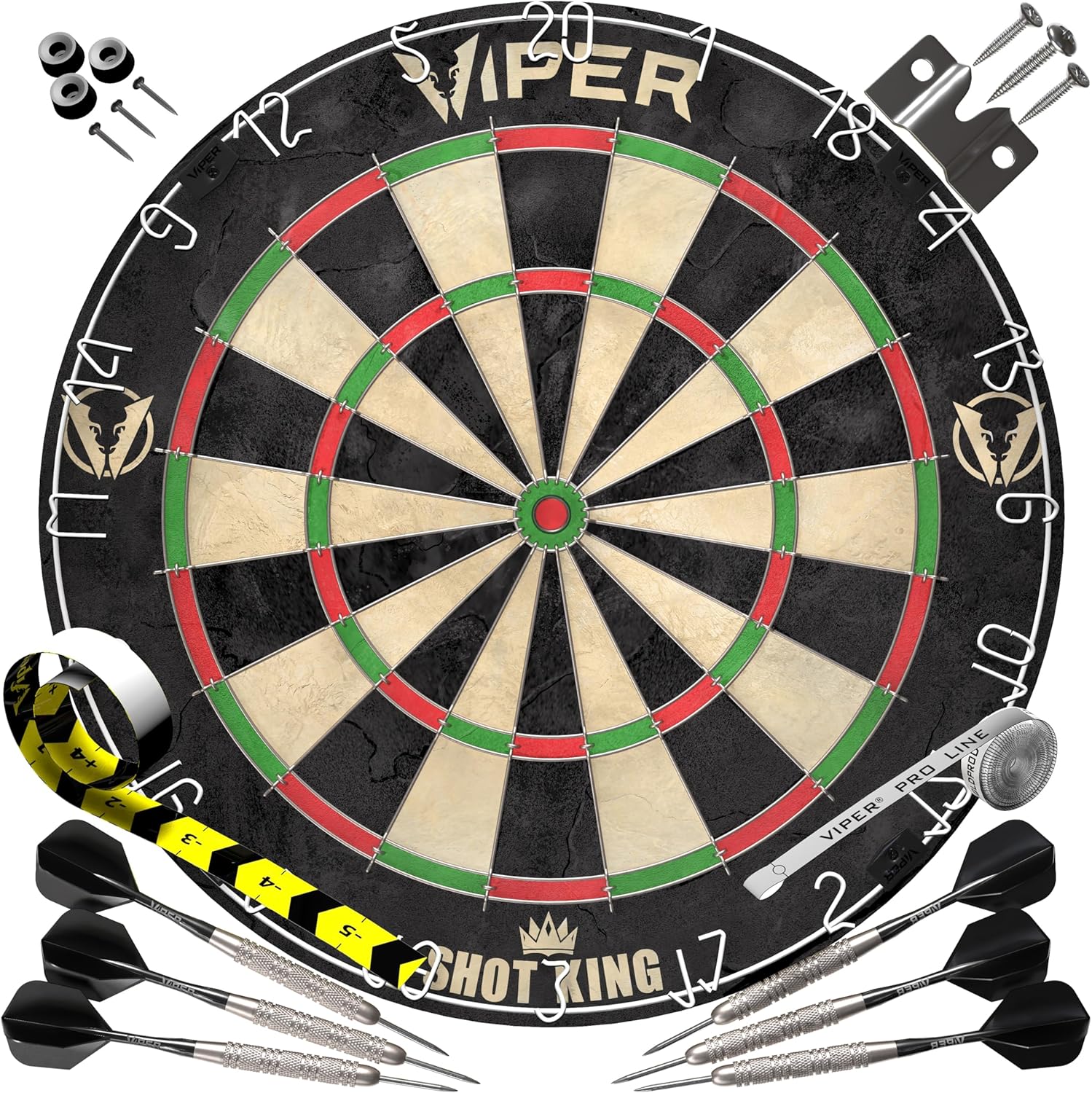 Viper Shot King Regulation Dartboard Set with Steel Tip Darts