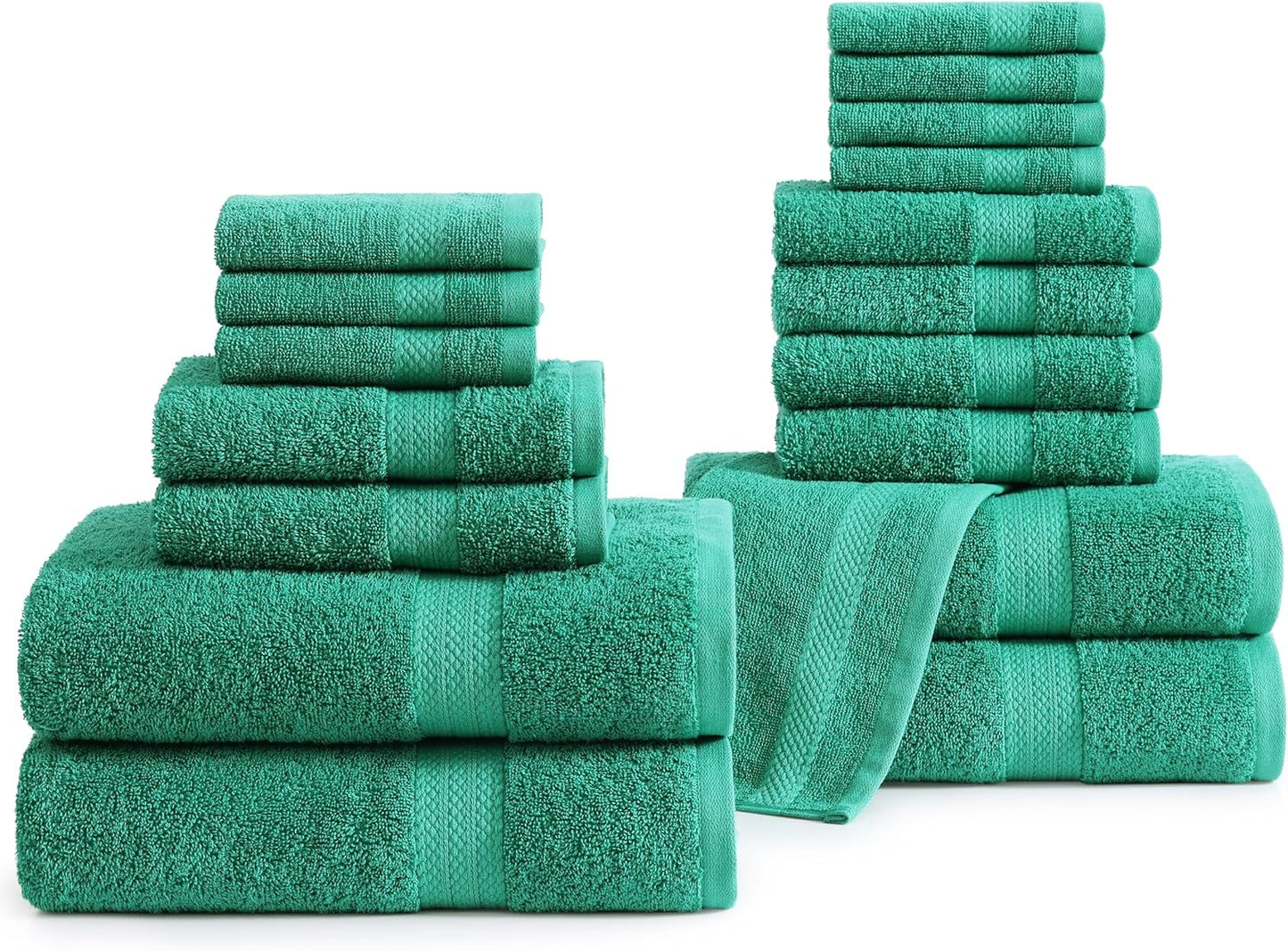 100% Cotton 16 Piece Bath Towel Set - Quick Dry & Soft