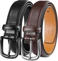 Men's Leather Dress Belt 2Pack - Classic Handmade Genuine Leather is