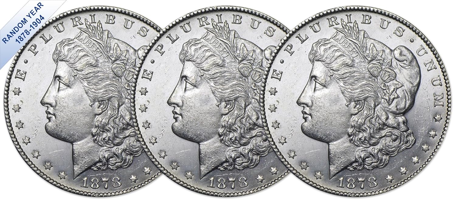 Morgan Silver Dollar Brilliant Uncirculated Three Coins Set