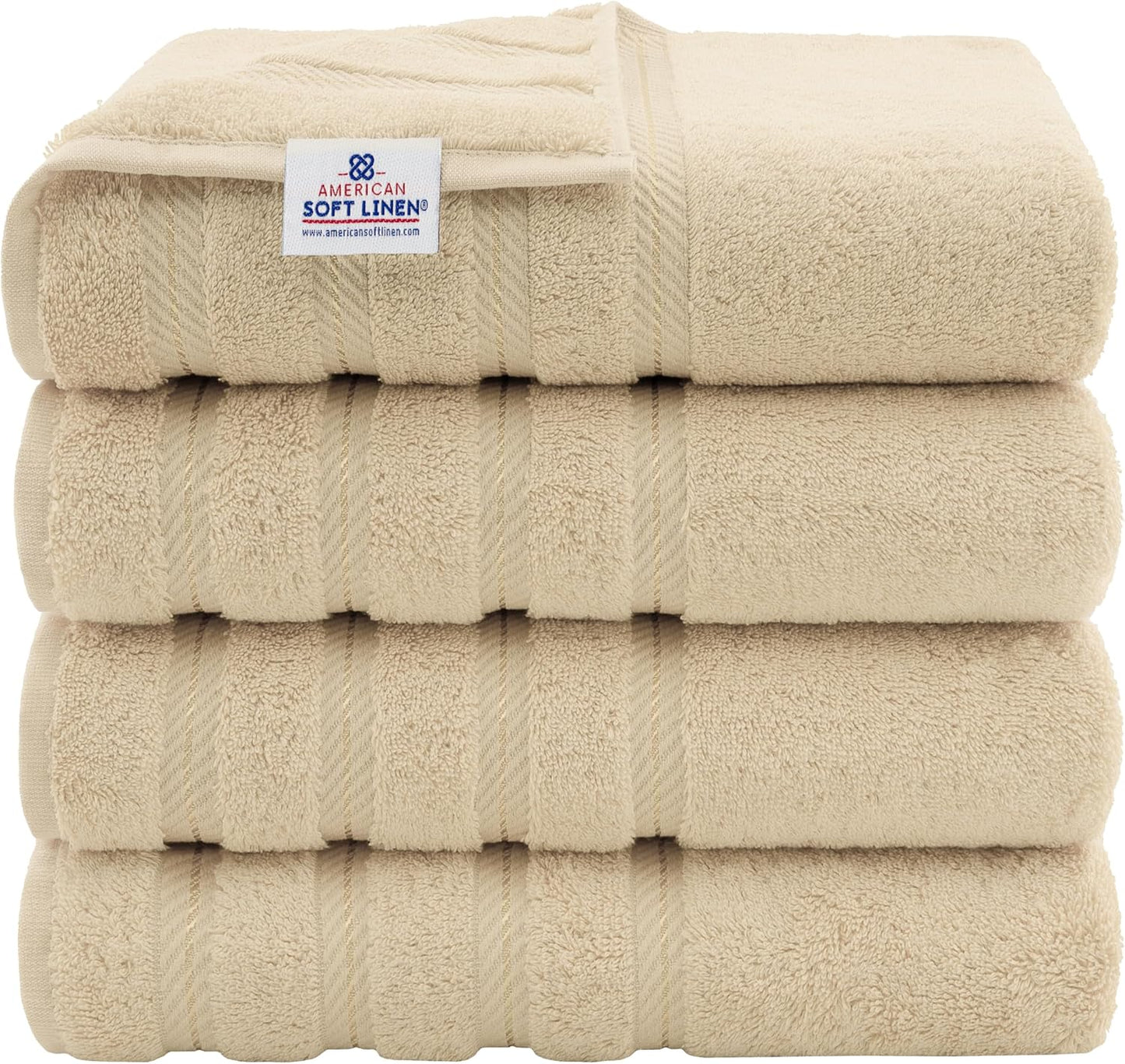 Luxury 4 Piece Bath Towel Set - 100% Cotton Turkish Towels