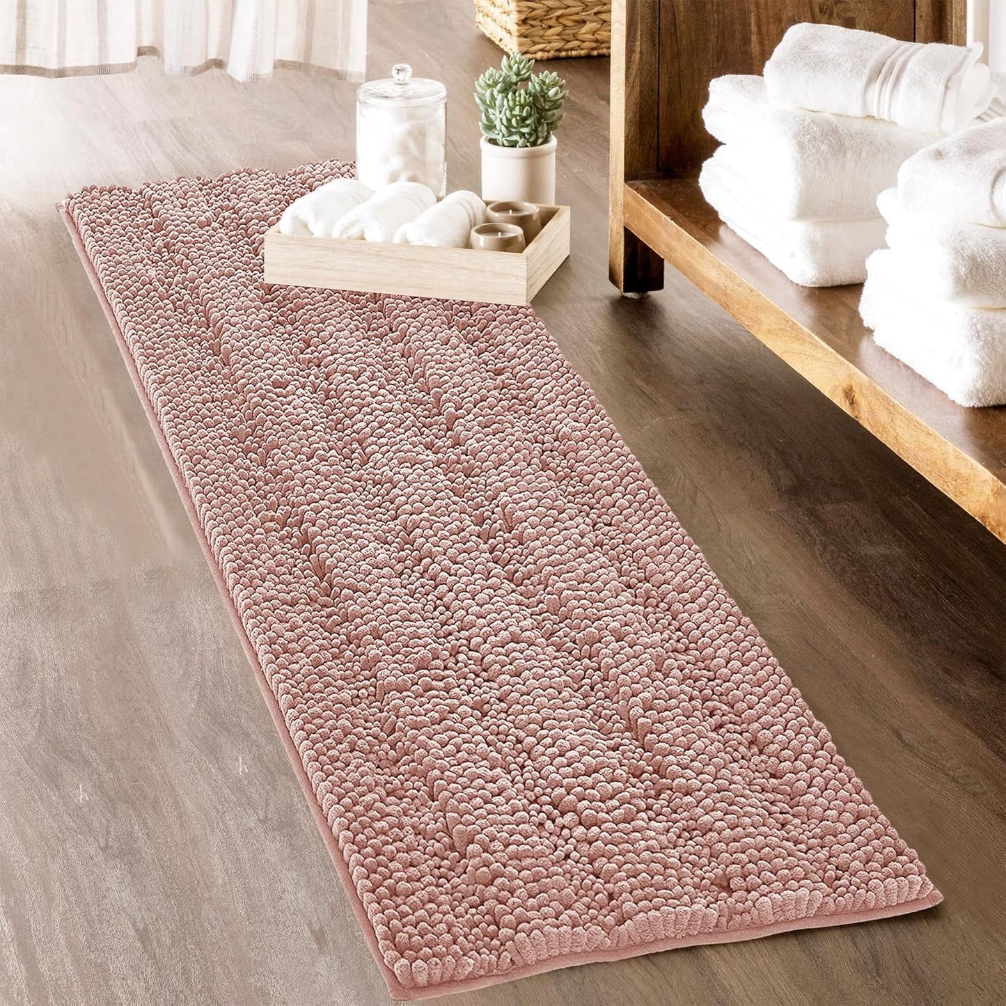 KGORGE Bath Mat for Bathroom - Soft Chenille Non-Slip Rug