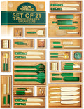 Grow Forward Bamboo Drawer Organizer Boxes - 21-Piece Set for Neat