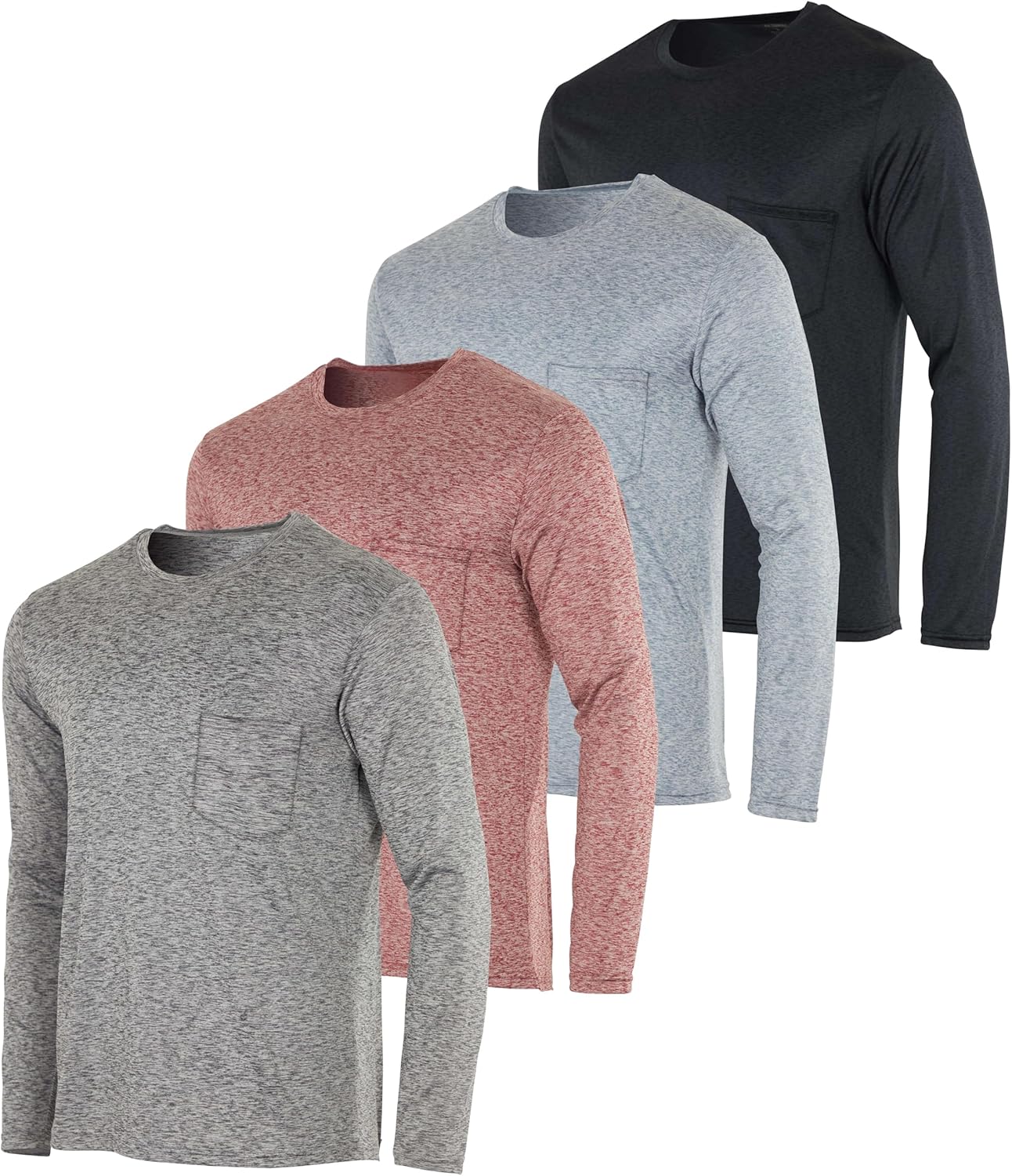 Men's Dry-Fit Long Sleeve Pocket Crew T-Shirt for Outdoors