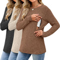 3 Pack Women's Nursing Long Sleeve Tops - Ribbed Thermal Pack