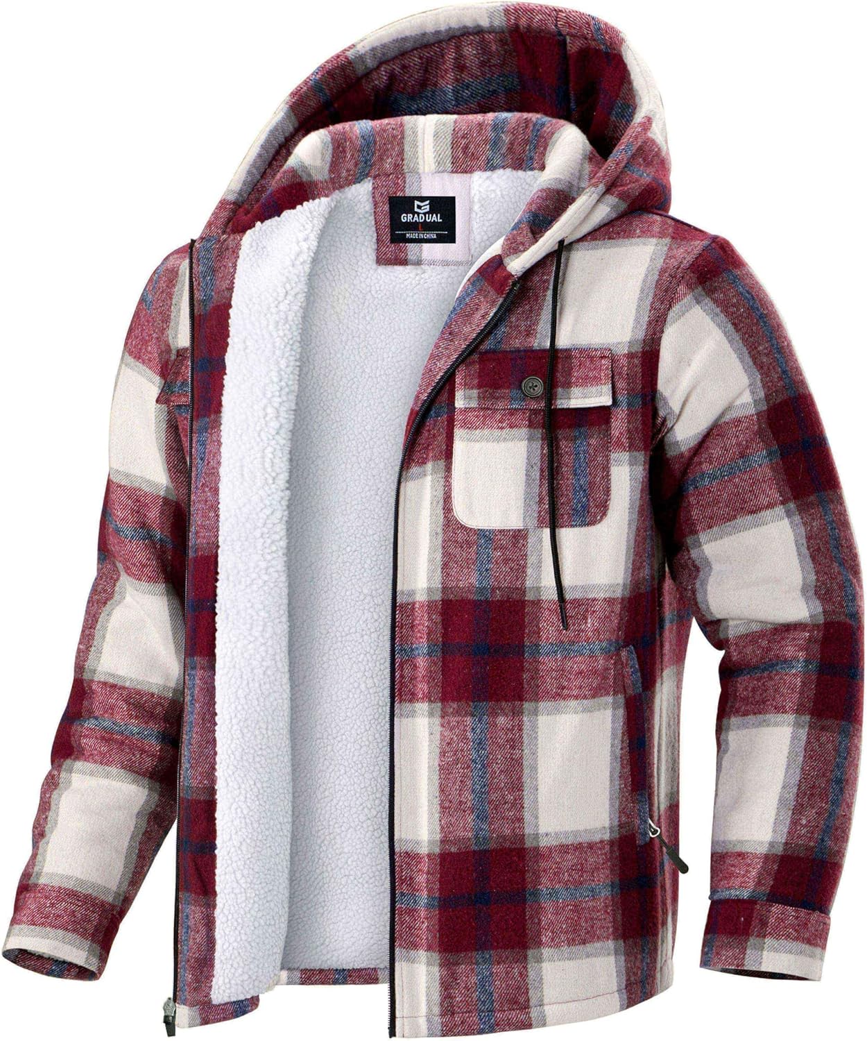 G Gradual Men's Flannel Jacket Warm Winter Zip Up Hoodies