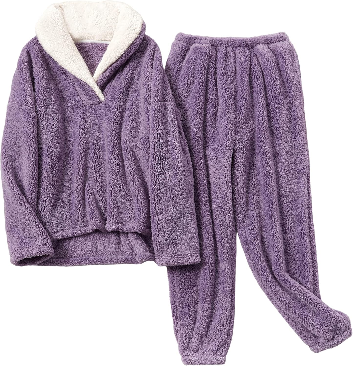 Faleave Womens Winter Fluffy Pajamas Set for Cozy Comfort