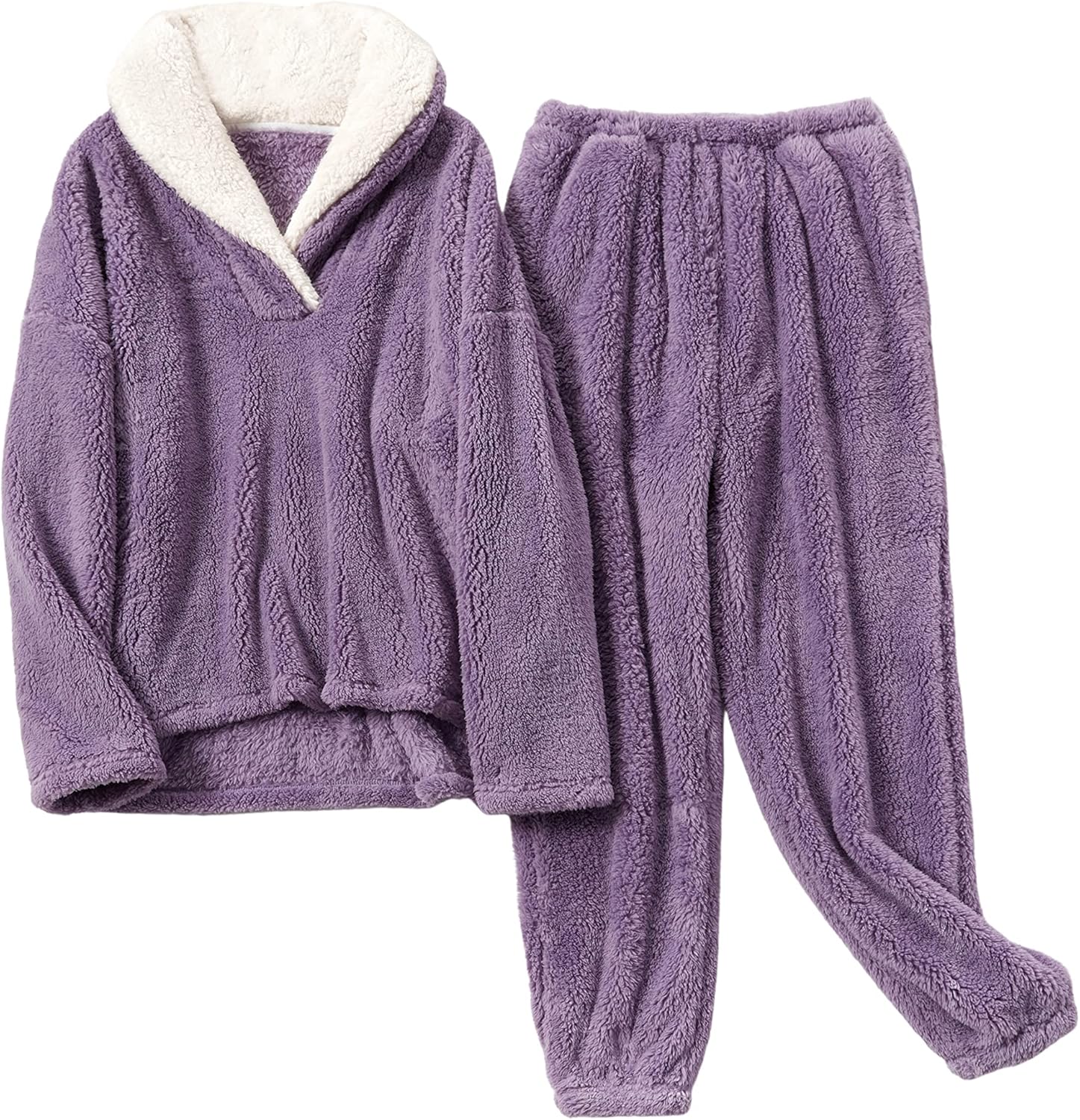Faleave Womens Winter Fluffy Pajamas Set for Cozy Comfort