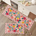 Scalloped Pink Kitchen Mats for Floor - Cushioned Anti Fatigue