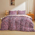 Cheetah Print Fluffy Faux Fur Duvet Cover Set - Cozy Plush Bedding