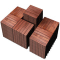 PrimeZone 108 PCS Solid Acacia Wood Interlocking Deck Tiles - Easy DIY