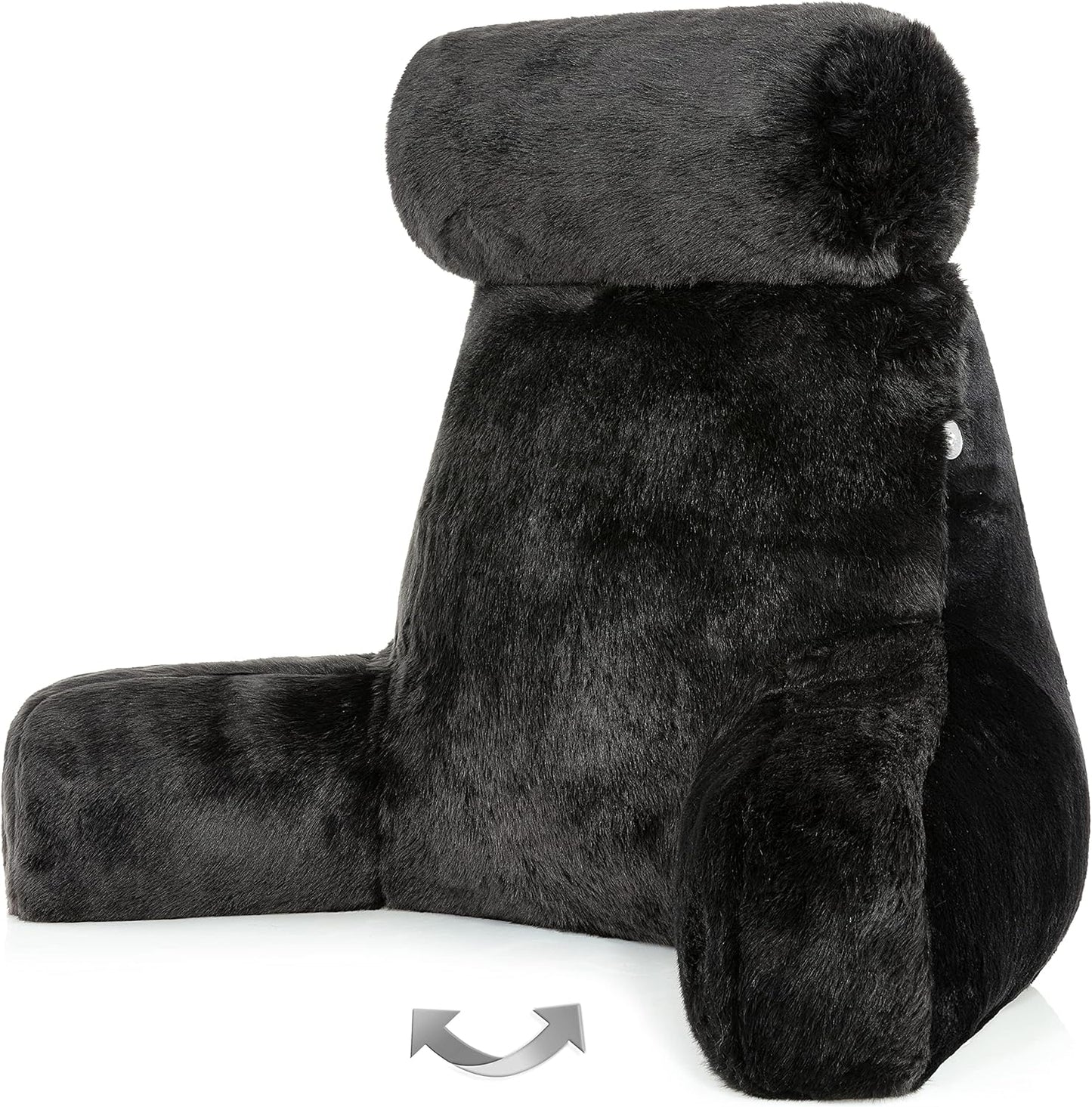 Husband Pillow Medium Black Panther Backrest - Comfy Faux Fur