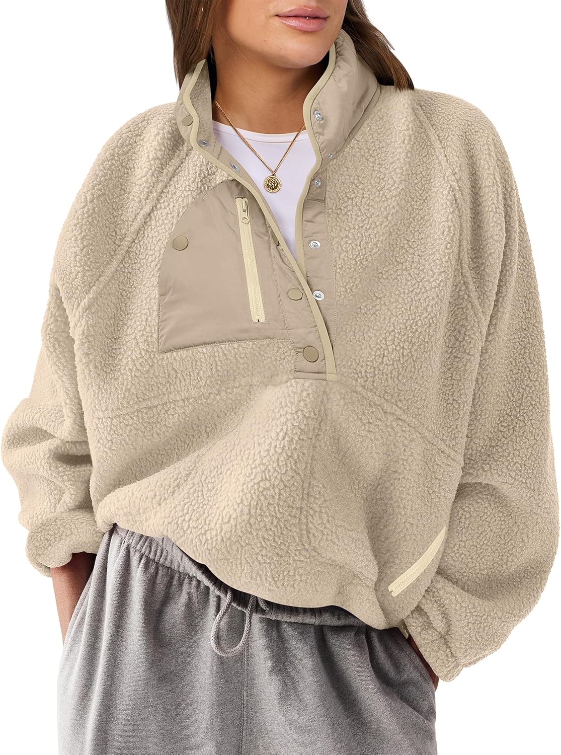 Fuzzy Fleece Pullover Sherpa Sweatshirt for Women - Cozy Style