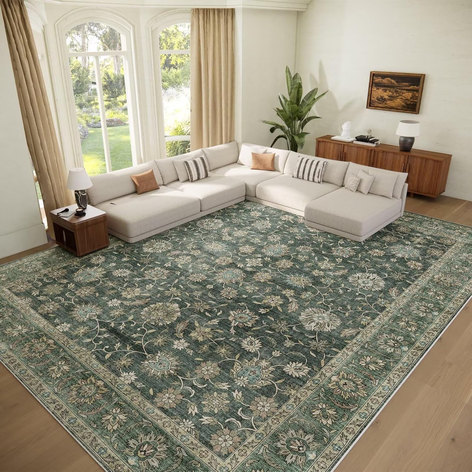 Washable 9x12 Area Rugs for Living Room, Boho Non-Slip Design