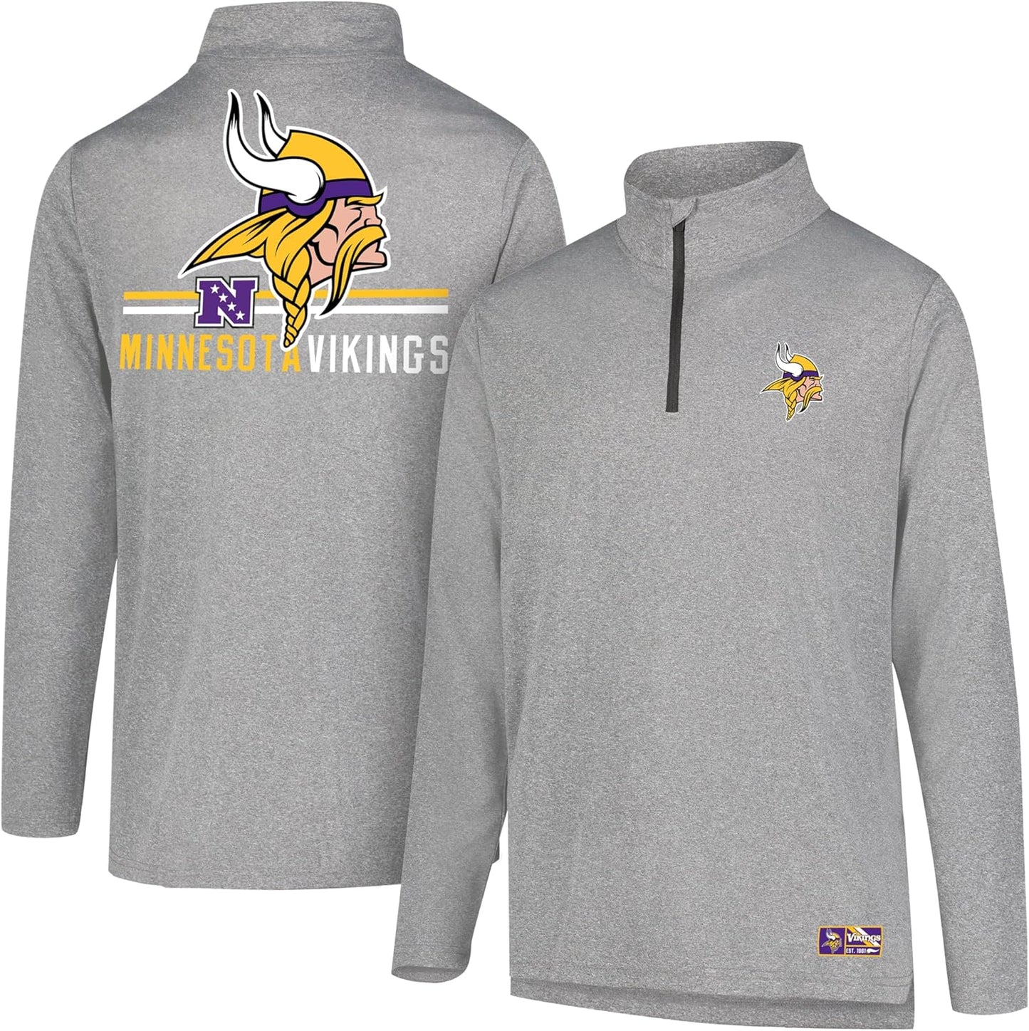 Ultra Game NFL Official Super Soft Quarter Zip Long Sleeve T-Shirt