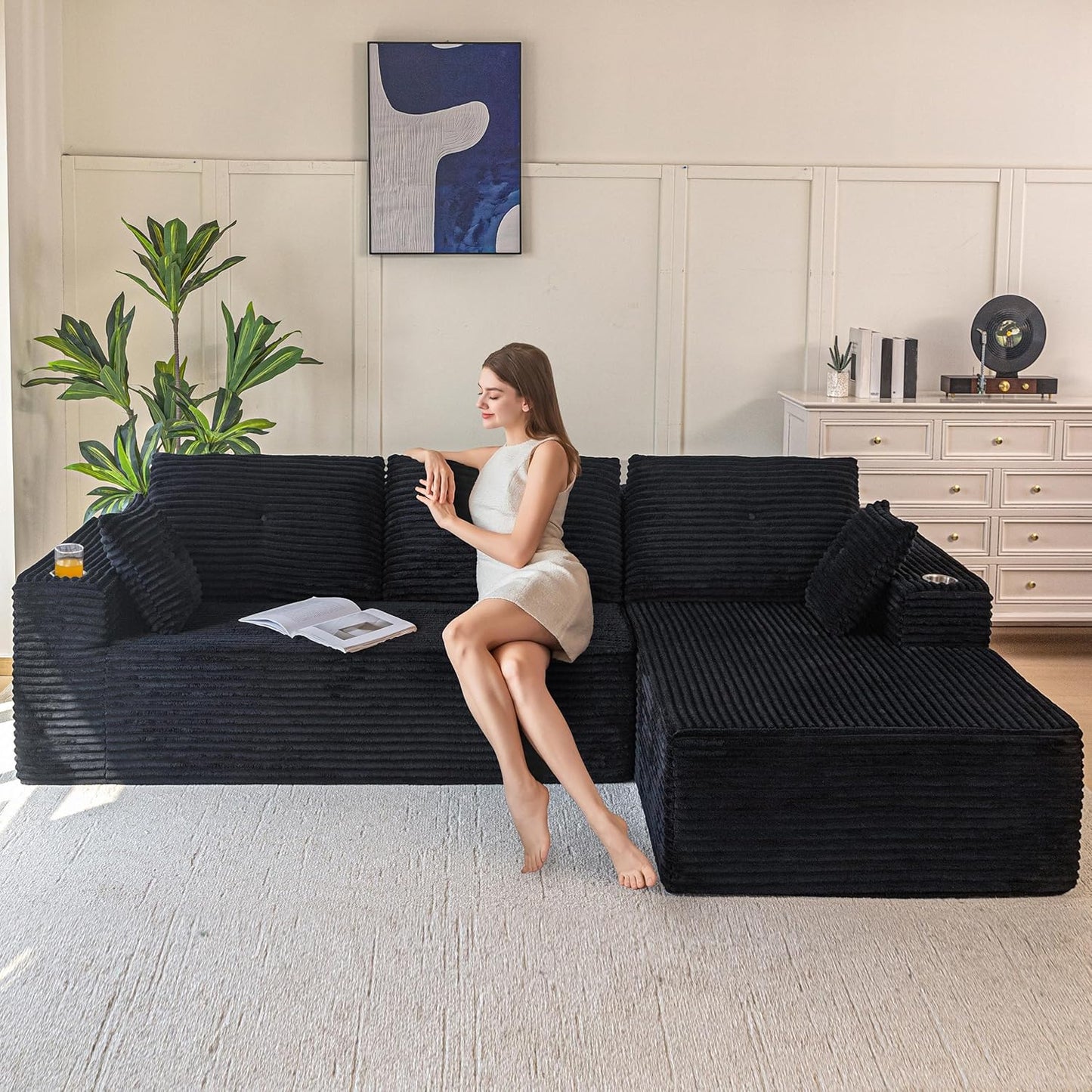 MAXYOYO 104in Modular Sectional Couch with L-Shape Chaise