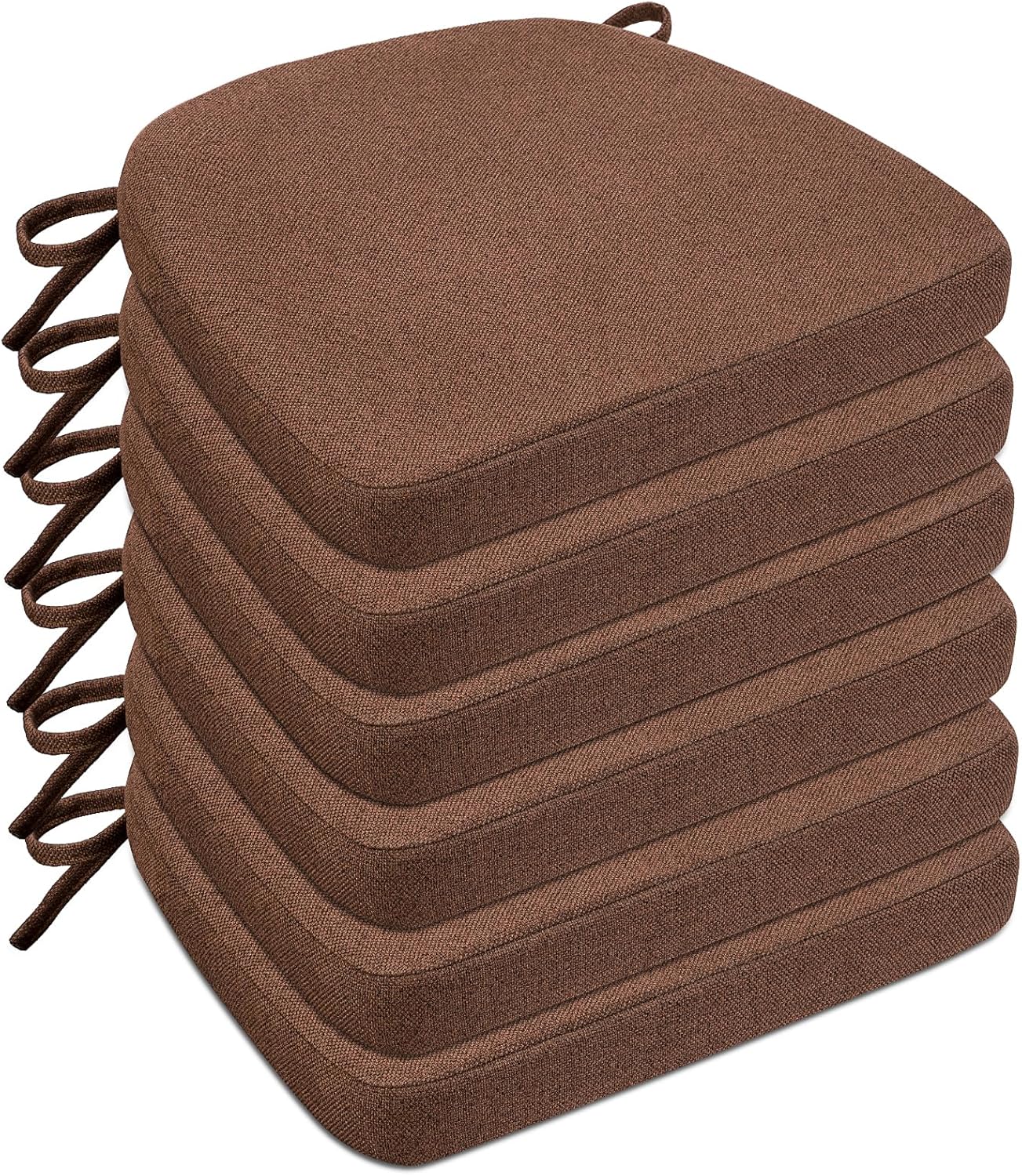 D-Shaped Chair Cushions for Dining Chairs, Set of 6, Brown