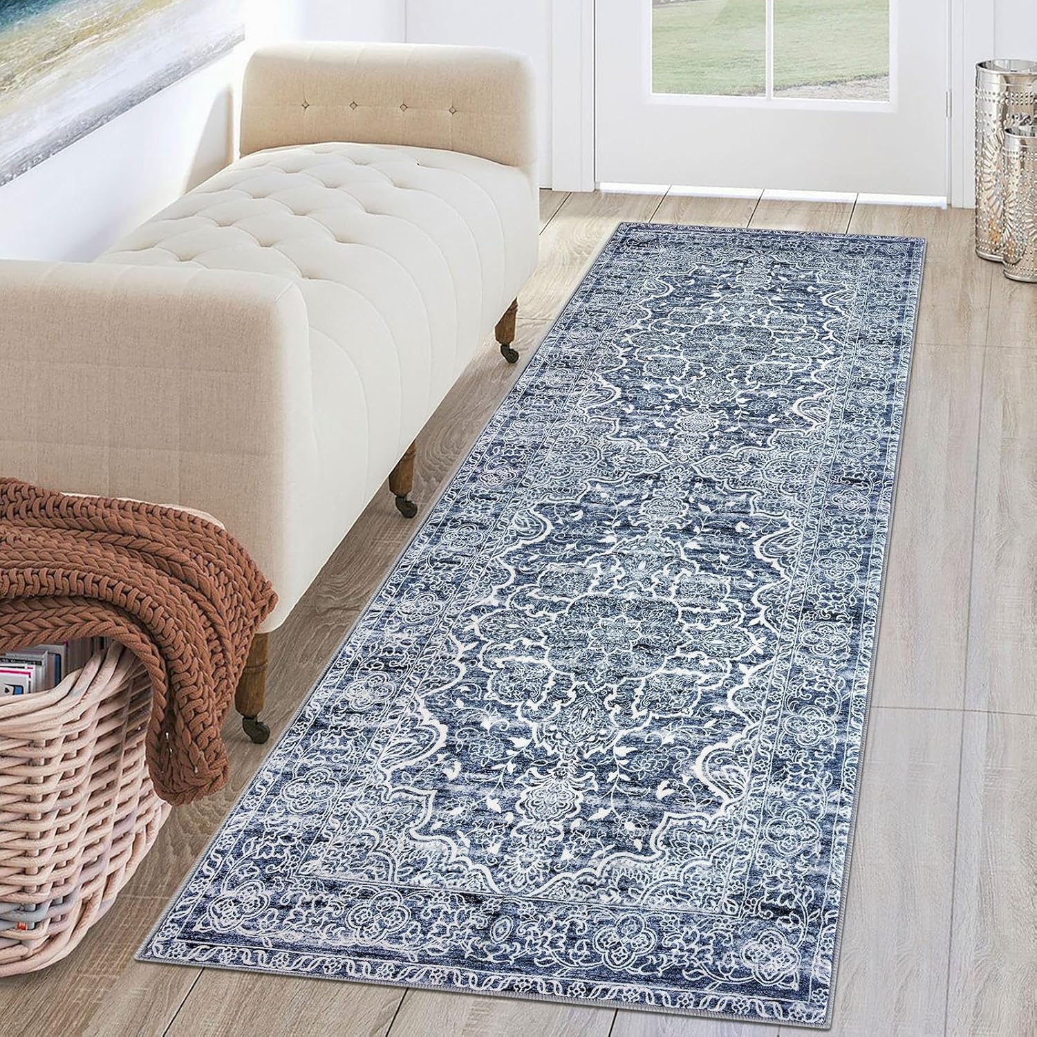KUTA Vintage Washable Runner Rug 2x6 for Hallways and Kitchens