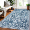 Vintage 4x6 Area Rug Blue and White Entryway Rug - Soft, Non-Slip