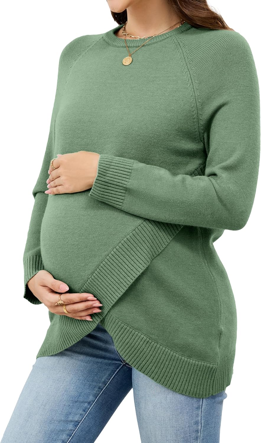OUGES Women's Wool Blend Maternity Sweater for Comfort & Style