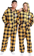 NFL Team Logo Plaid Onesie Pajamas for Fans - Cozy Polyester