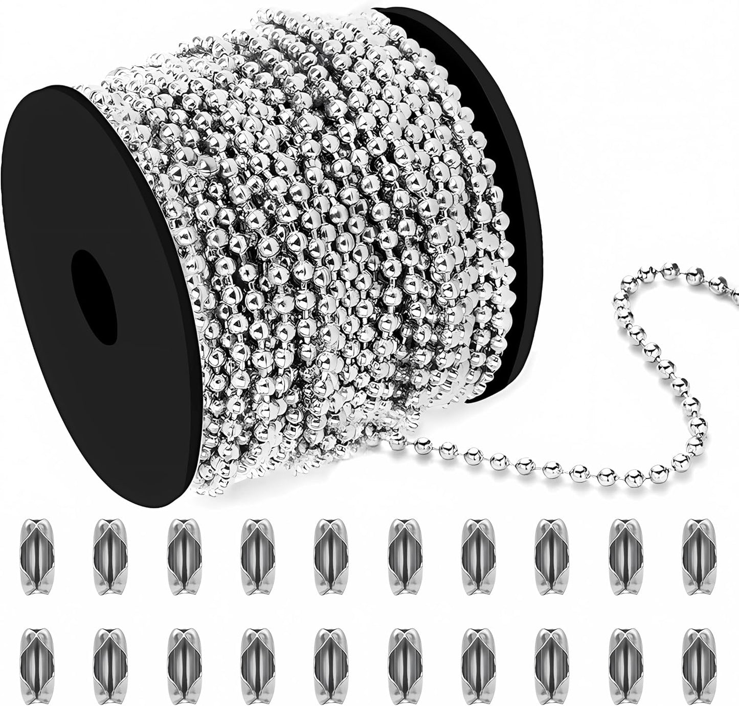 100ft Stainless Steel Ball Bead Chain for Crafts and Decor
