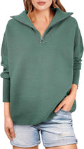 ANRABESS Women Quarter Zip Oversized Rib Knit Pullover (Style S8PQ)