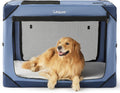 Extra Large Collapsible Dog Crate in Blue - 4-Door Portable Kennel