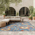 Nourison Aloha Blue Rose Area Rug - Vibrant Floral Design