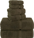 100% Cotton Turkish Bath Towel Set 6-Piece - Plush, Absorbent Cocoa