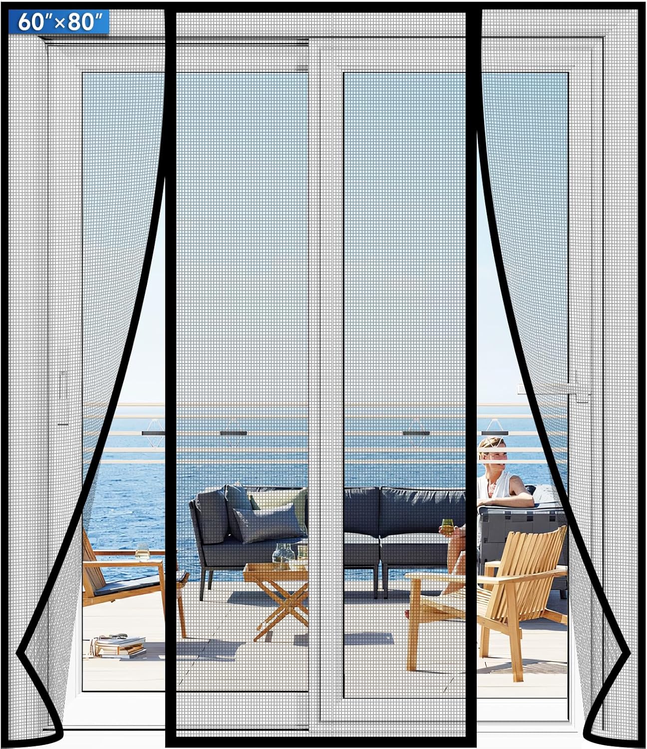 Magnetic Screen Door for Sliding and French Doors - 60in x 80in